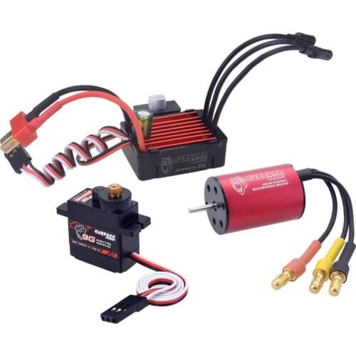 Sensorless 2030 6500KV 4P Brushless Motor with 25A ESC Electronic Speed Controller Servo Gear Set for 1/20 1/18 RC Car