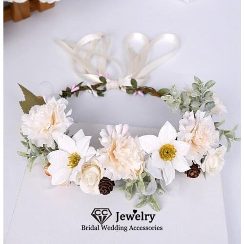 CC Women Flower Hairbands Wedding Hair Accessories Engagement Jewelry Bridesmaids Hairwear Forest Style Headbands Wreath 58369