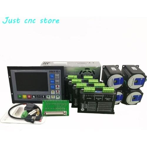 CNC mach3 USB 4 Axis Kit, 4pcs M542C driver+ DDCS V3.1 controller board+ 4pcs HS21A 57 stepper motor +power supply