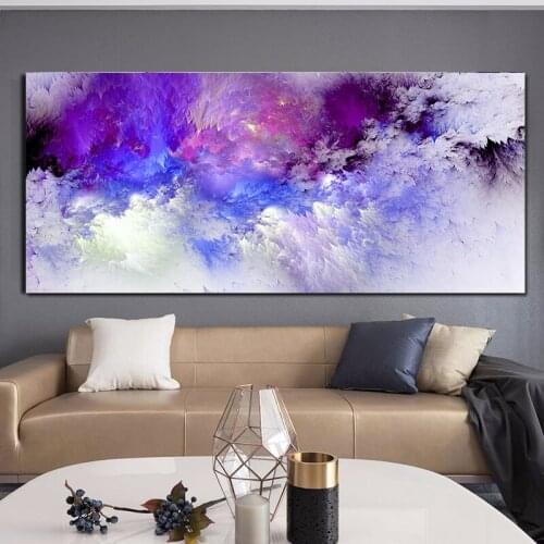 DDWW White Purple Cloud Abstract Think Independe Wall Picture Oil Painting for Living Room Canvas Modern Art Poster and Print