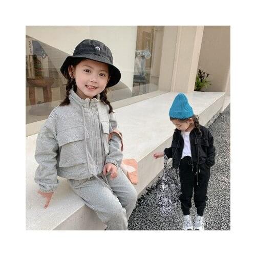 Childrens Casual Suits 2021 Spring New Korean Baby Clothes for Boys and Girls Kids Solid Casual Sport Sets Fashion Girls Suits