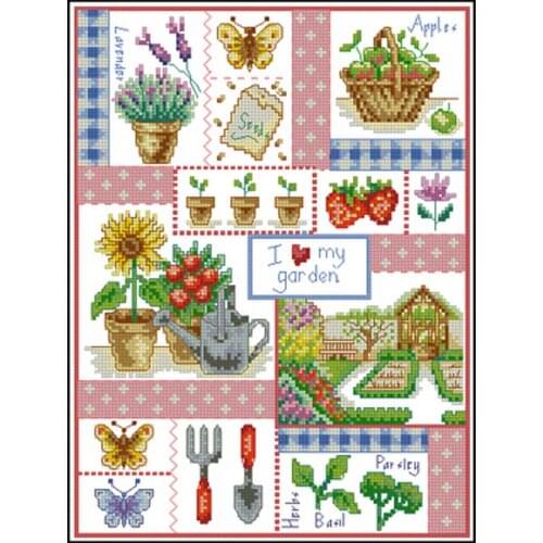 I love my garden patterns Counted Cross Stitch 11CT 14CT DIY Chinese Cross Stitch Kits Embroidery Needlework Sets home decor