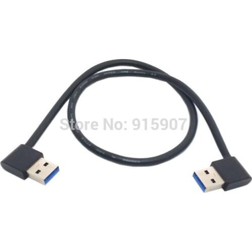Chenyang 50cm 20cm USB 3.0 Type A Male 90 Degree Left Angled to Right Angled Extension Cable Straight Connection