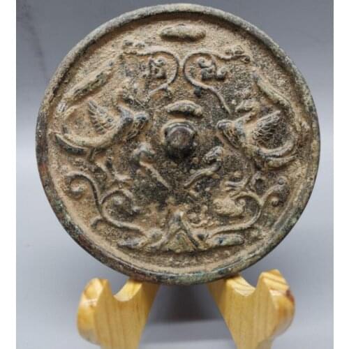 China brass archaize Bronze mirror crafts statue