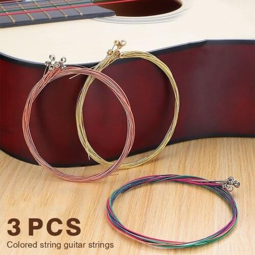 3 Set of 18pcs Rust Proof Metal Steel Acoustic Guitar Strings Colorful 0.2-1.2mm Guitar Strings Replacement Accessories