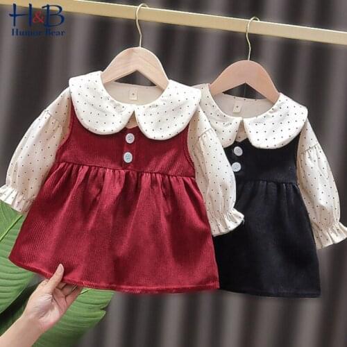 Humor Bear Baby Girls Clothes Set New Autumn Long-Sleeve Doll Collar Dot Shirt + Sleeveless Dress 2pcs Toddler Infant Clothes
