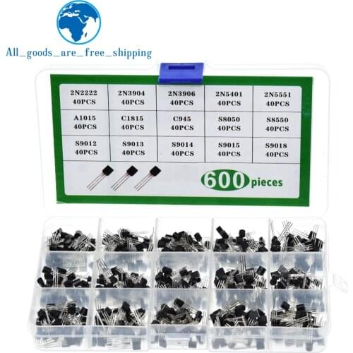 15 value 600pcs Transistor TO-92 Box Kit 2N2222 A1015 C945 C1815 S8050 S8550 S9012 S9013 S9014 S9015 2N3904 2N3906 2N5401 2N5551