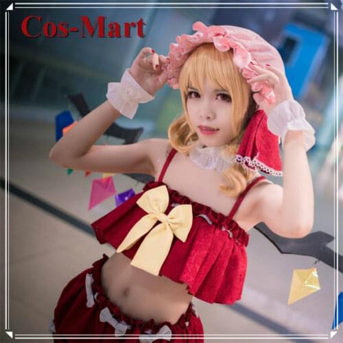 Quality Goods Game Touhou Project Flandre Scarlet Cosplay Costume Fantasy Summer Festival Red Swimsuit Full Set Pool Party Show