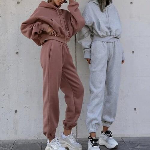 Fashion Tracksuit 2 Piece Women Set Casual Oversized Hoodies Sweatshirt Loose Sweatpants Spring Women Outfits Joggers Sport Suit