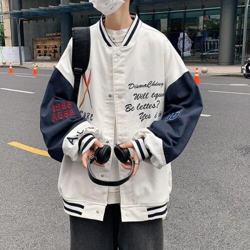 Spring&Autumn Embroid letter Thin Oversize Loose Womens Boyfriend Style Baseball Jacket Mens Bomber Varsity Unisex Couple