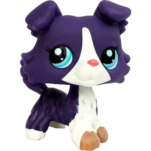 LPS CAT Old original animal figure pet shop toys #1676 Calendar Purple Collie Puppy Dog cute rare child gift collection