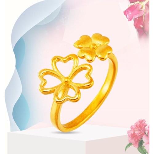 Trendy 18K Gold Rings for Women Clover Opening Rings Gold Engagement Wedding Rings Fashion Jewelry Wholesale