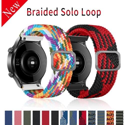22mm 20mm Braided Nylon Adjust Strap for Samsung Galaxy Watch 3/42mm/46mm/active 2/Gear S3 Bracelet Huawei GT/2/2e/Pro Watchband