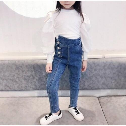 2020 new wholesale girls denim pants fashion autumn girls jean pants 2-7t F698