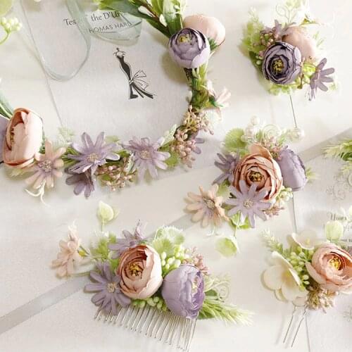 New Bride Accessories Set Wrist Corsage Flowers Wedding Party Decoration Artifical Flowers Princess Bride Flowers