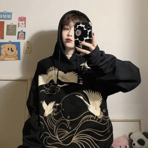 Fall/winter New Style Womens Printed Loose Hooded Plush Sweatshirt Casual High Street Female Sudadera Mujer Wn