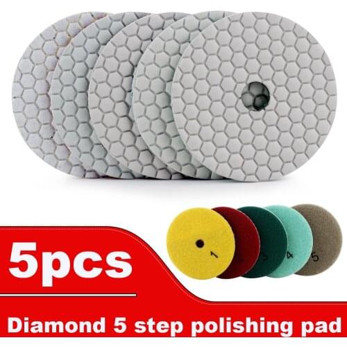 DC-HW5PP02 4 inch D100mm 5 step white diamond polishing pad for stone and marble without water