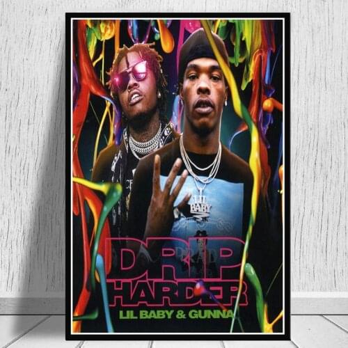 Poster Prints Lil Baby Gunna Drip Hip Hop Rap Music Singer Star Album Painting Art Wall Pictures For Living Room Home Decor