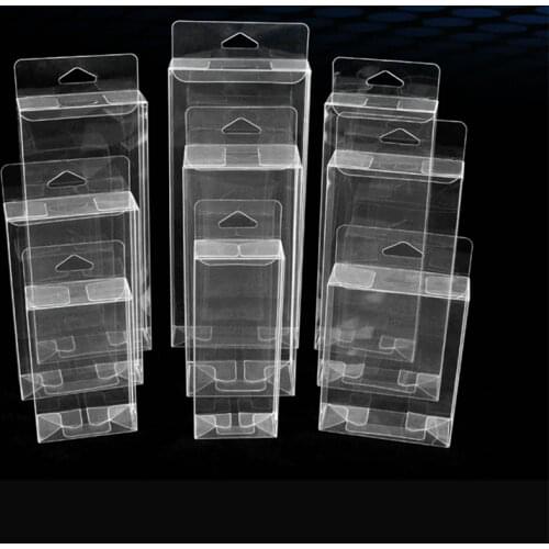 Transparent PVC Gift Box With Hook Clear Plastic Box for Mobile Phone Case Cosmetics Packaging Plastic Storage Box 50pcs/lot