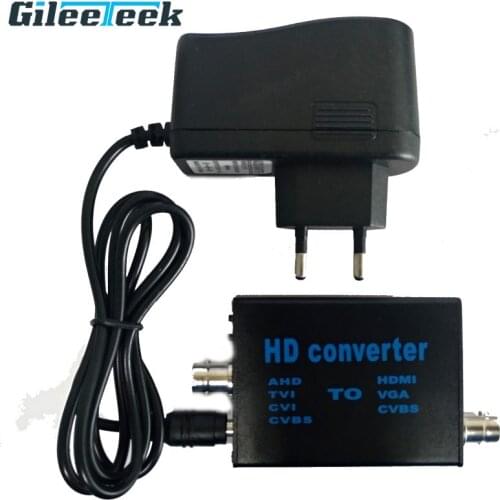 5V-20V power input convert AHD/TVI/CVI/CVBS signal to HDMI/VGA/CVBS signal video convertor output resolution or TV mode shift