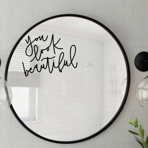 Hand Lettering Vinyl Mirror Wall Stickers You Look Cute Simple High-end Bed Room Living Room Wall Decoration Mural Art Paper