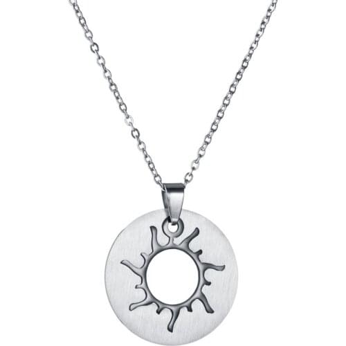 Vintage Round Sun Amulet Pendant Necklace Stainless Steel Necklaces Punk New Design Long Chain Choker Men Women Jewelry