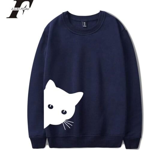 Kpop Cat Looking Out Side Print Women Sweatshirts Casual Hoodies For Lady Girl Funny Hipster Jumper Kawaii Sweatshirt hoodies