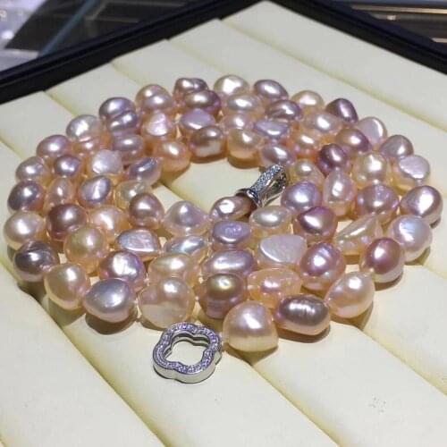 MADALENA SARARA 8-9mm AAA Freshwater Pearl Necklace Baroque Natural Colorful Pearl Necklace 36" Women Jewelry