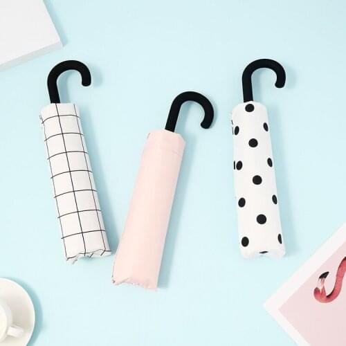 Fashion Black&white Dot Umbrella Rain Women Uv Hook U-shape Curved Handle Umbrella For Women Windproof Umbrellas
