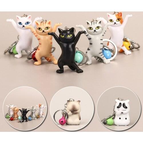 1PC Dancing Cat Keychains Cartoon Attractive Kitten Ornament Keyring Charms Women Bag Car Key Ring Funny Kids Birthday Gift