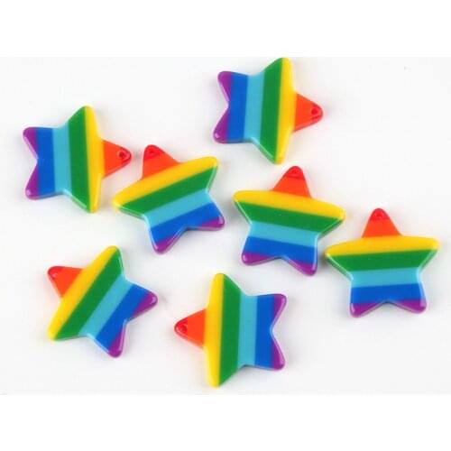 10pcs 25MM DIY resin fittings Striped Pentagram five-pointed star charms pendants jewelry making materials boutique trinket