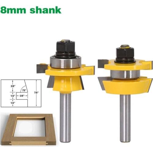 2Pcs 8mm Shank Beveled Dovetail Knife Assemble Router Bits Set T-Slot Milling Cutter for Wood Woodwork Cutting Tools