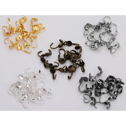 200pcs 4mm Iron Necklace Connector Clasps Gold Cord Chain Crimps Beads End Clasps Connectors For DIY Jewelry Accessories Making