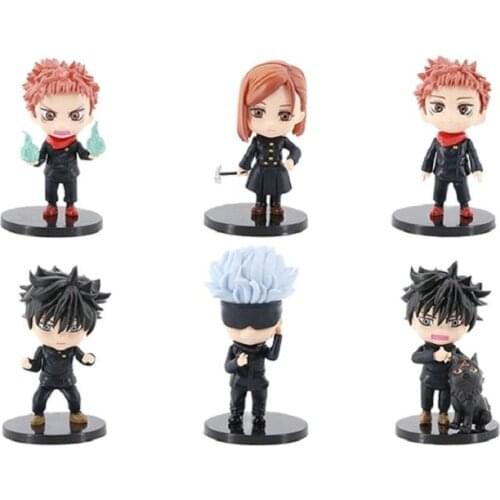 2021 6pc/set jujutsu kaisen figurine 10cm cute Gojo Satoru Itadori Yuji Fushiguro Megumi Kugisaki Nobara PVC anime action figure