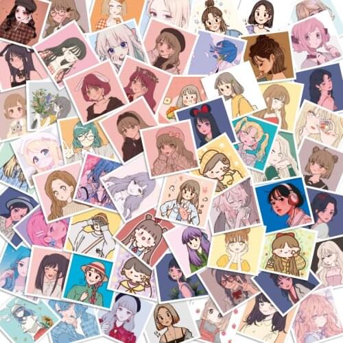 60pcs/set Kawaii Cartoon Girl Avatar Decoration Stickers DIY Mobile Phone Laptop Suitcase Decoration Notes Cute Planner Stickers