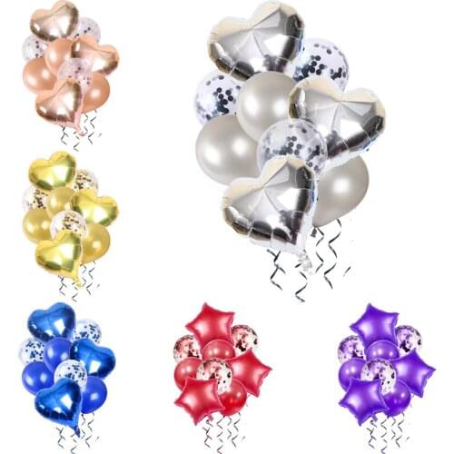 9Pcs/Lot Festive Heart Rose gold Confetti Balloon birthday party decorations kids Boy Girl baby shower Wedding Supplies Globos