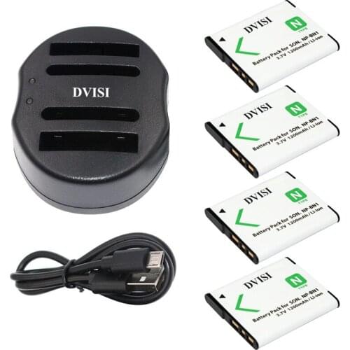 4 Pcs NP-BN1 NP BN1 Rechargeable Battery+USB Dual Charger for SONY DSC TX9 WX5 TX7 W390 W380 W350 W320 W360 QX100 W370 W730 W150