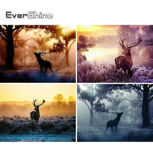 Evershine Diamond Painting Animal Diamond Mosaic Landscape Cross Stitch Kit Diamond Embroidery Crystal Deer Home Decoration