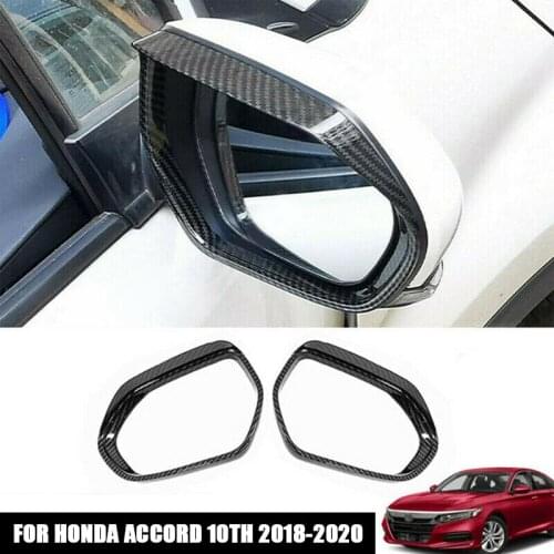 Car Carbon Fiber Side Mirror Rain Eyebrow Cover Trim Voiture Protective Accessories ABS Sticker for Honda Accord 10th 2018-2020