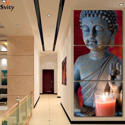 Free shipping 3 Panel Modern Buddha Print Painting Picture On Canvas living Room traditional Decor painting no Frame