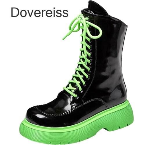 Dovereiss Fashion Boots Winter Round Toe Cross Tied Sexy Flats Matin Boots Sexy Short boots Big Size 42 43