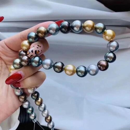D317 Fine Jewelry Natural Fresh Water Pearls 10-11mm Multi Color Pearls Necklaces for Women Fine Pearls Necklaces