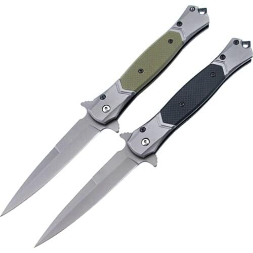 DuoClang Outdoor Camping Grey Titanium Foling Blade Knife G10 Handle EDC Tool Knives Gift for Fishing