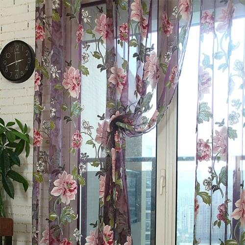 Peony Rotten Curtain Window Screen Living Room Bedroom Bay Window