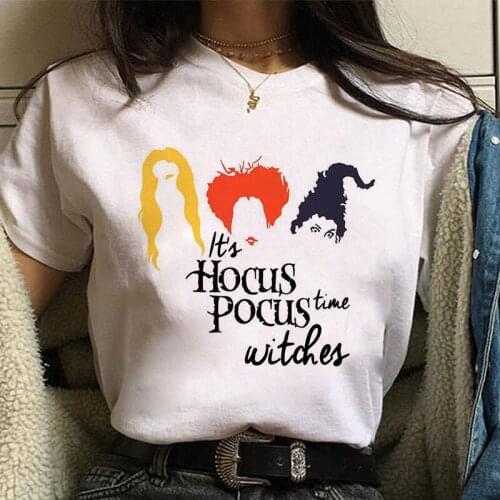 Hocus Pocus Graphic Print T-shirt Women Harajuku Aesthetic White Tops Casual Tshirt 2021 New Summer Fashion Y2k Female T Shirt