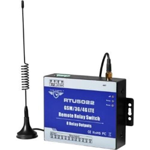 GSM/3G/4G Remote Relay Switch SMS Alarm control by SMS APP Timer for Street Light Pump Control with 8 Relay Outputs RTU5022