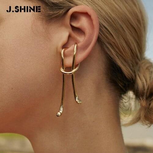 JShine 2020 INS Twisted Knotted Ear Bone Clip Without Piercings Trendy Long Cartilage Earrings For Women Fashion Jewelry