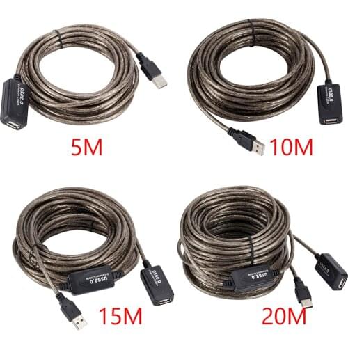 5/10/15/20m USB 2.0 Extension Cable Male to Female Active Repeater Wireless Network Card Extender Cable Cord USB Adapter