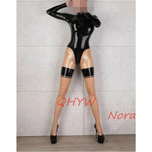 Sexy Natural Latex Woman Full Body Catsuit Women Jumpsuits with Socks & Back Zippers Cosplay Costume