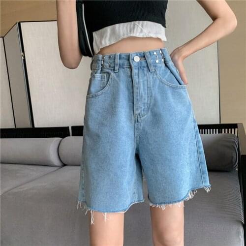 Candy Colors Wide Leg Short Pants Womens Summer Jeans High Waist Loose Straight Denim Shorts Y2K 2021 Blue Jean Plus Size 3559
